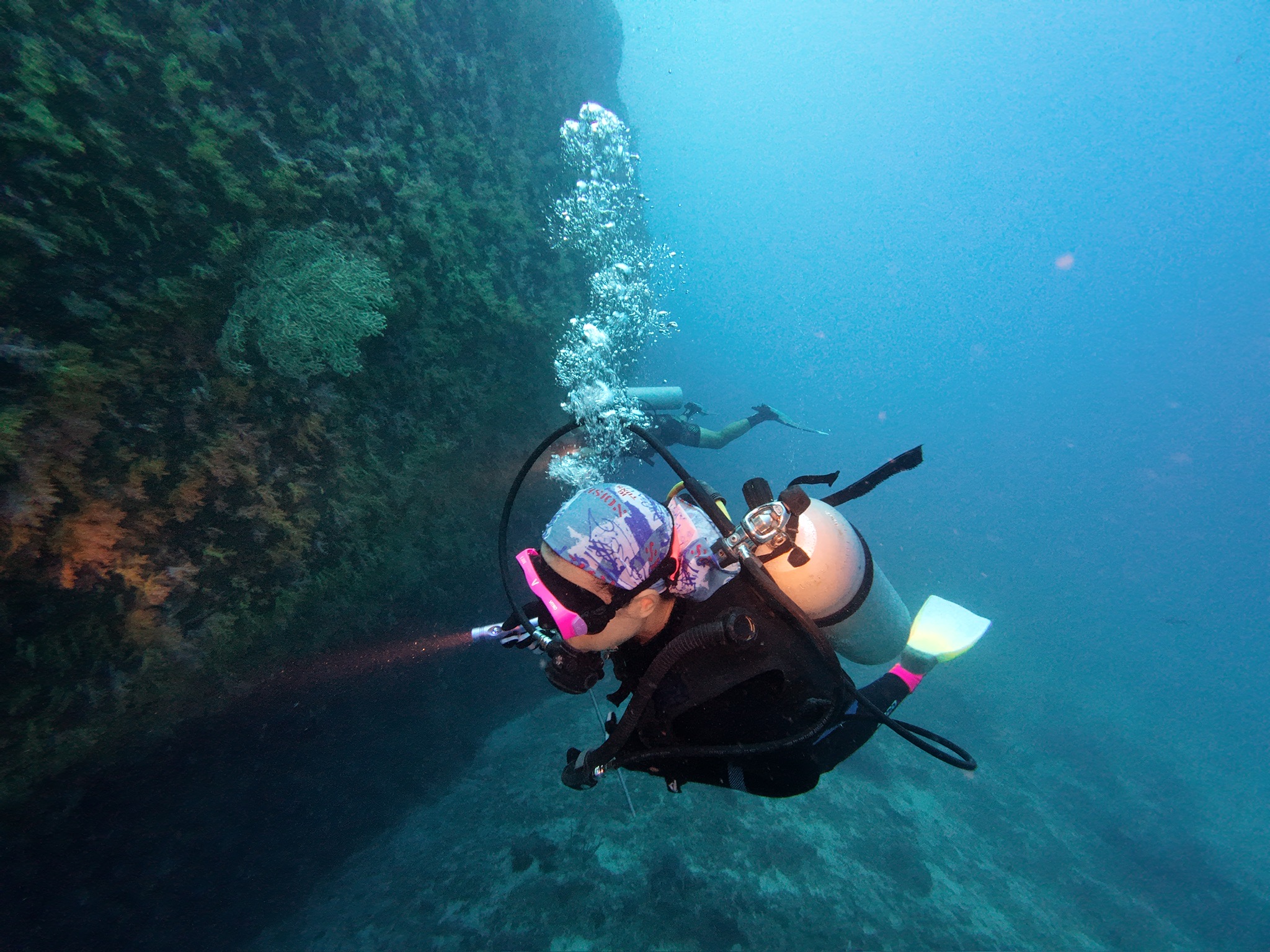 advanced open water deep adventure dive on the mabul wall