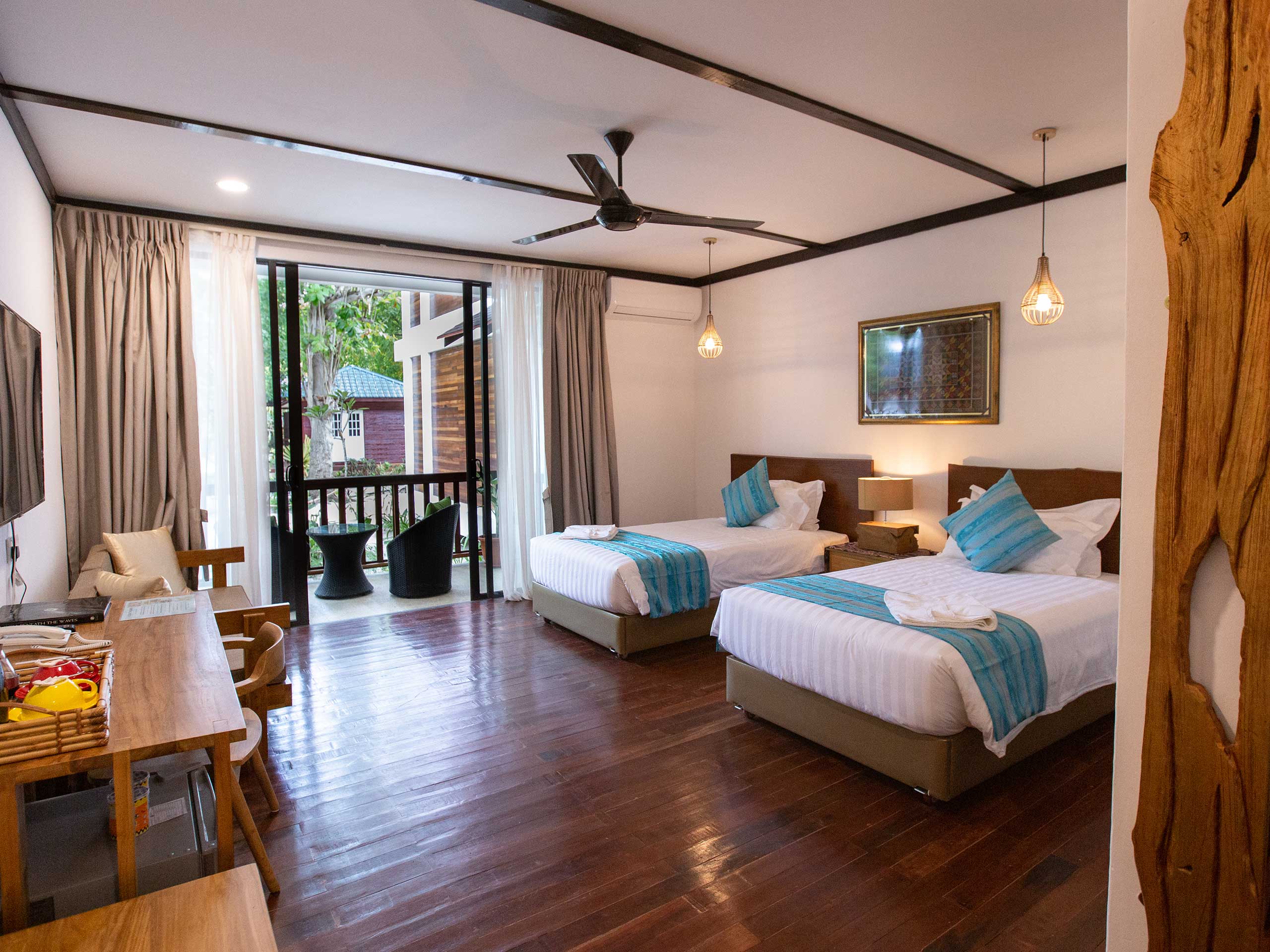 luxury villa interior at borneo divers mabul resort