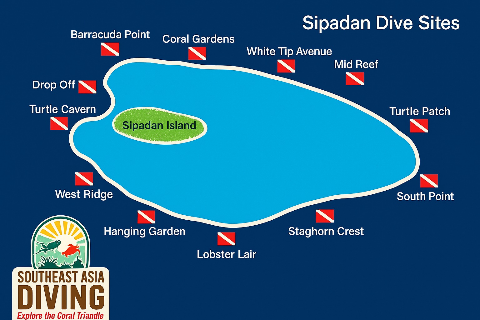 map of sipadan dive sites around the island